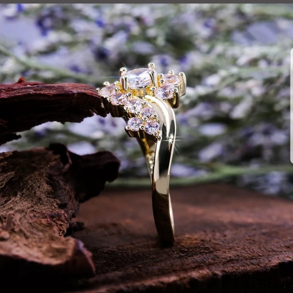 New 18k gold Plated S925 white sapphire ring - Picture 6 of 7